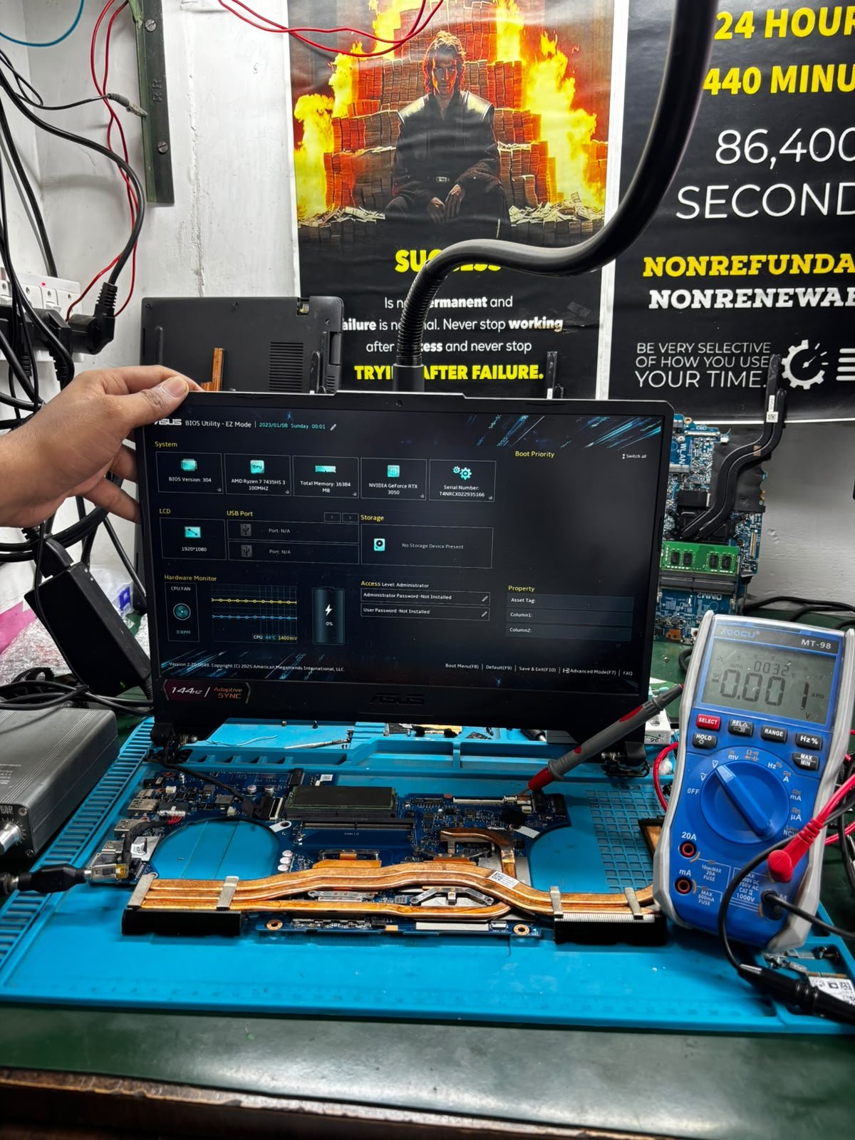 Laptop bios test after board repair
